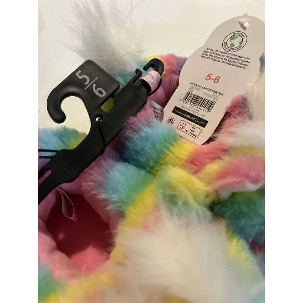 Wonder Nation Toddler Girls Critter Unicorn Slippers Size: 5/6